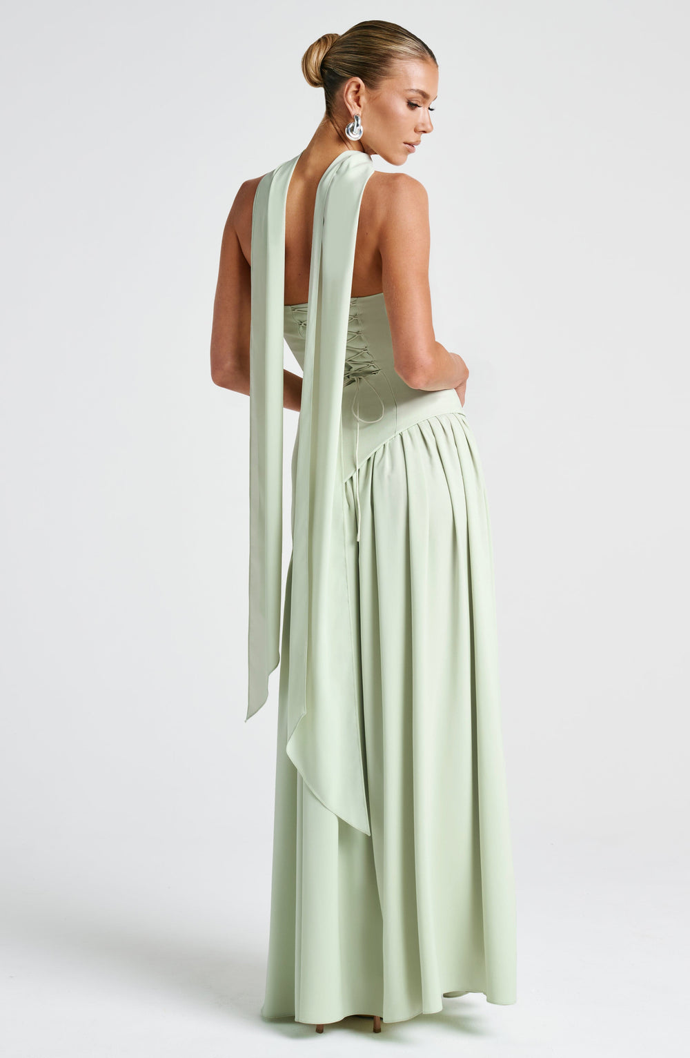 Women's Strapless Halter Maxi Dress with High Slit-22