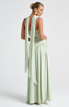 Women's Strapless Halter Maxi Dress with High Slit-22