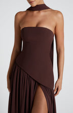 Women's Strapless Halter Maxi Dress with High Slit-9