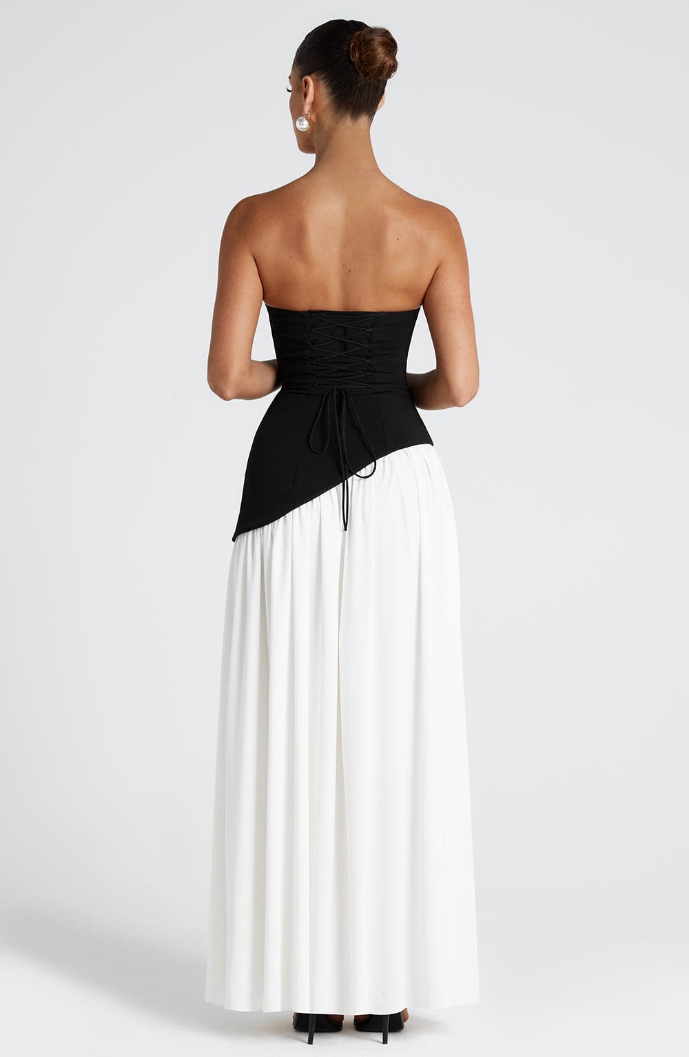 Women's Strapless Halter Maxi Dress with High Slit-15