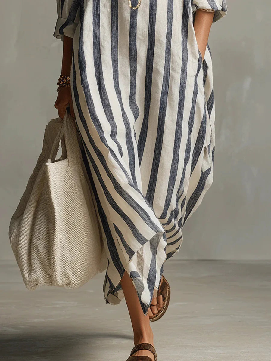Women's Striped Maxi Dress | Summer Casual-4