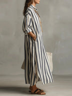 Women's Striped Maxi Dress | Summer Casual-2