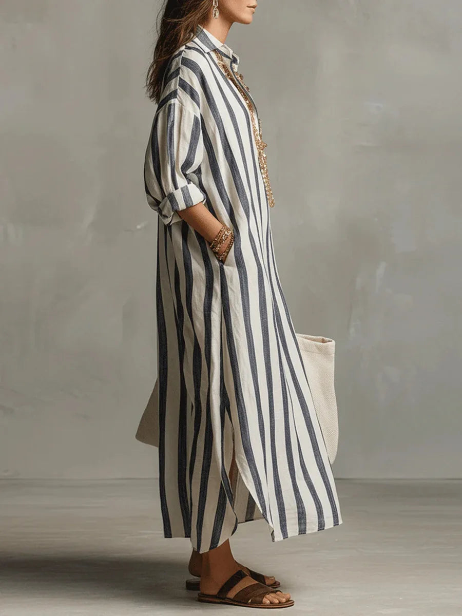 Women's Striped Maxi Dress | Summer Casual-2
