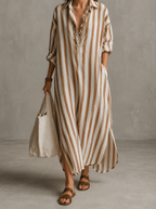 Women's Long Sleeve Striped Maxi Dress