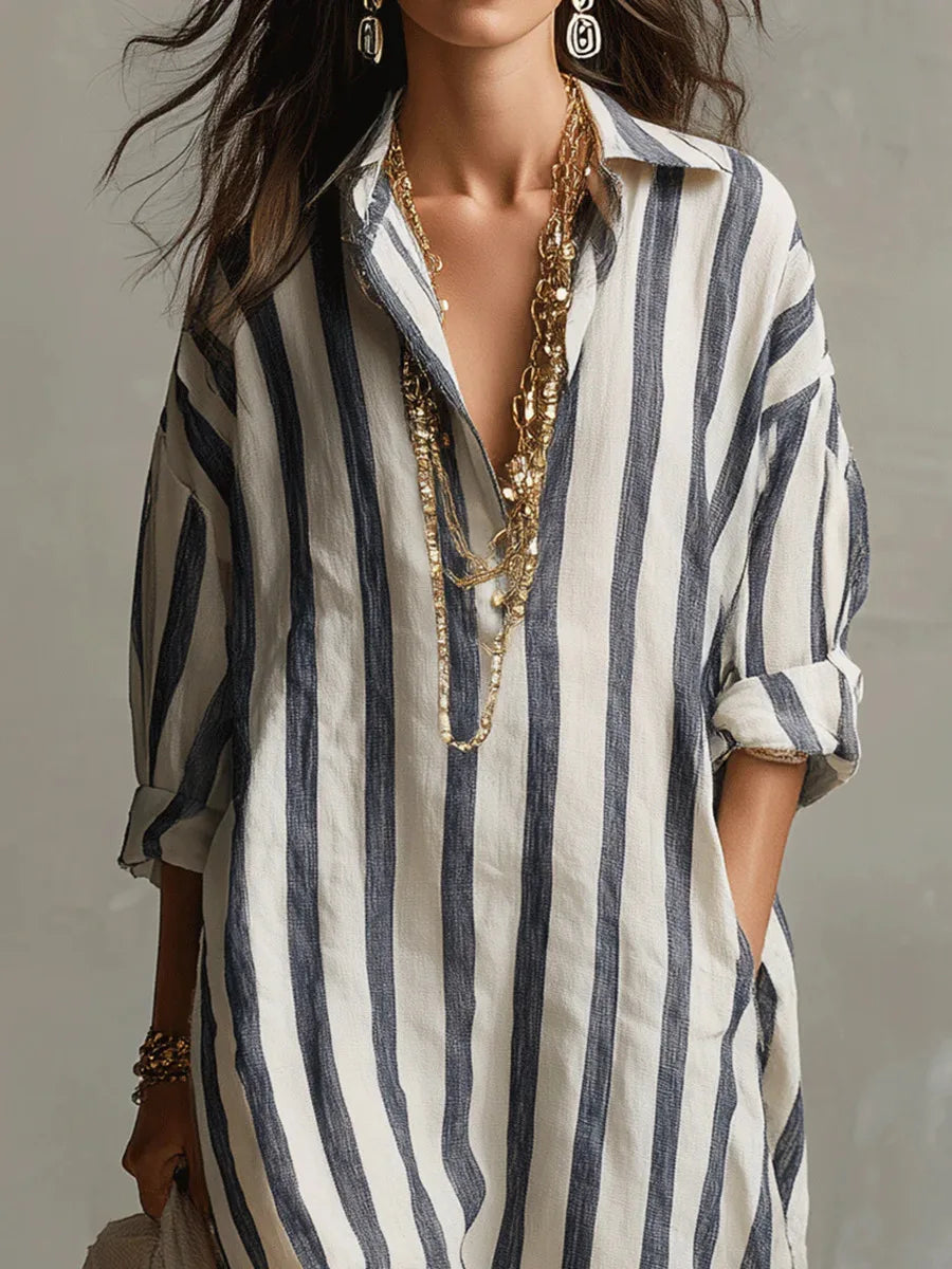 Women's Striped Maxi Dress | Summer Casual-3