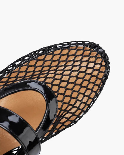 Women's Mesh Mary Jane Flat with Buckle Strap-4