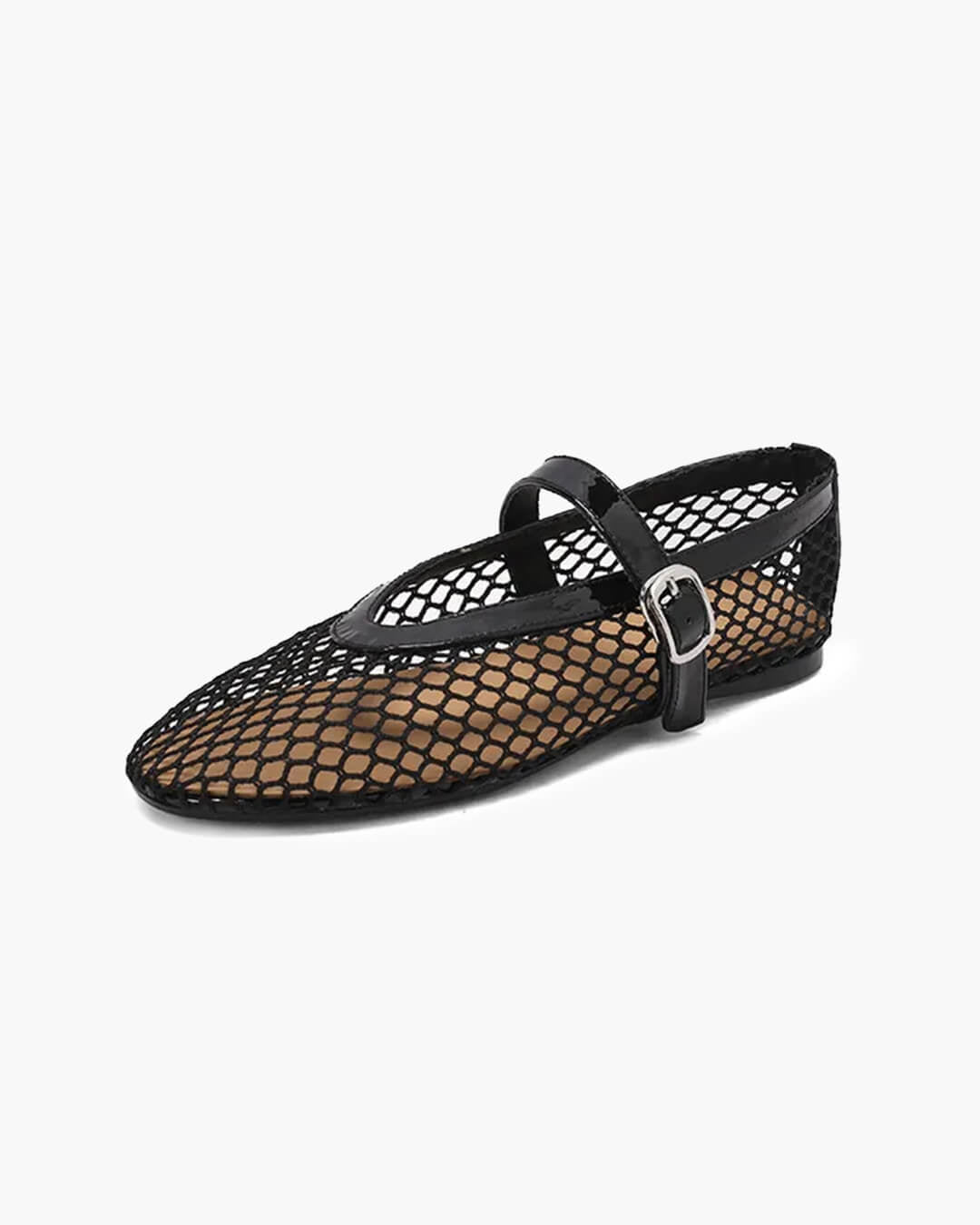 Women's Mesh Mary Jane Flat with Buckle Strap-5