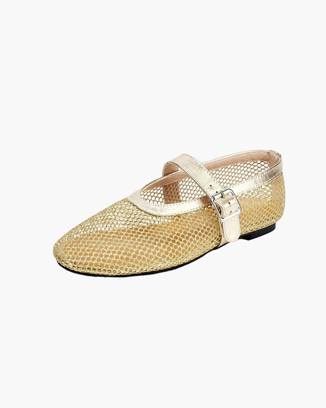Women's Mesh Mary Jane Flat with Buckle Strap-13