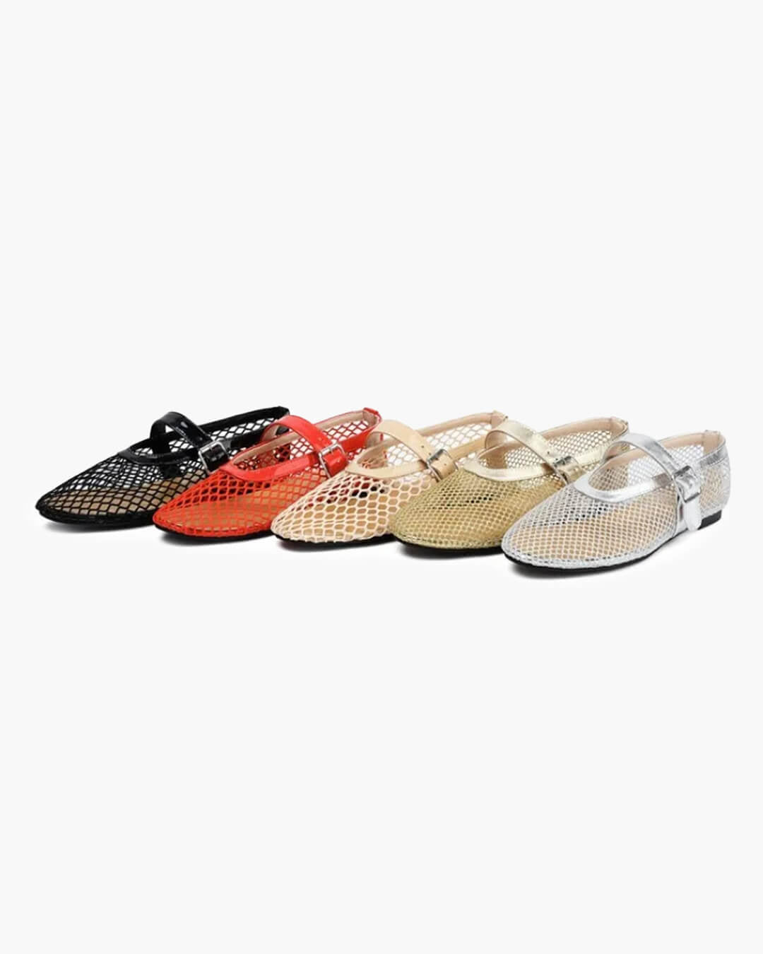 Women's Mesh Mary Jane Flat with Buckle Strap-6