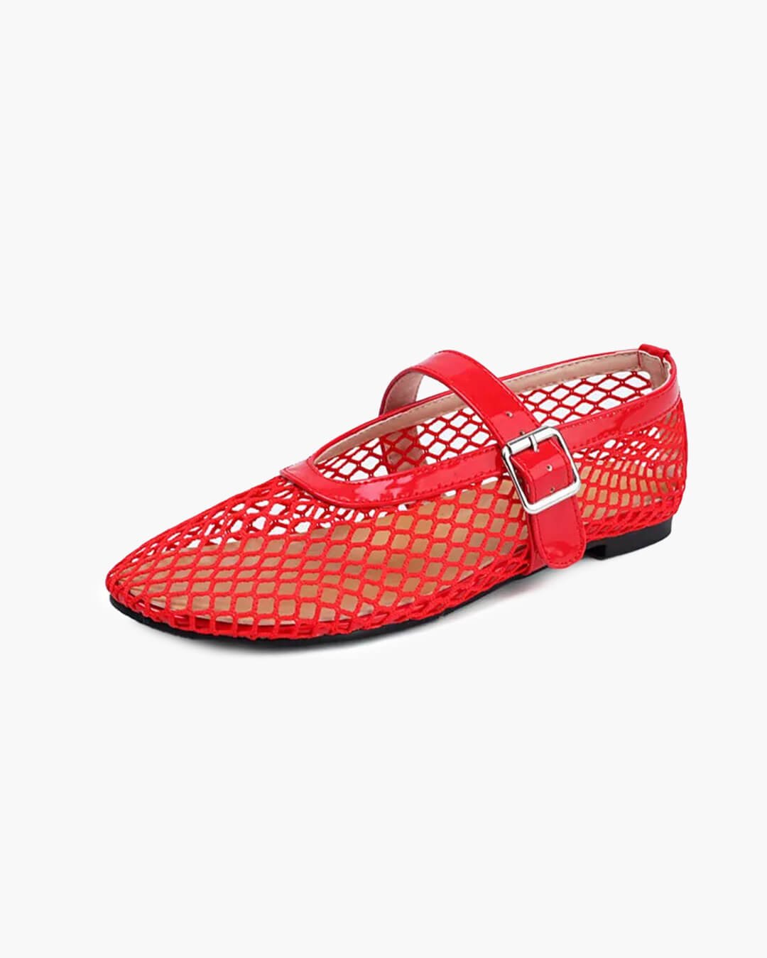 Women's Mesh Mary Jane Flat with Buckle Strap-19