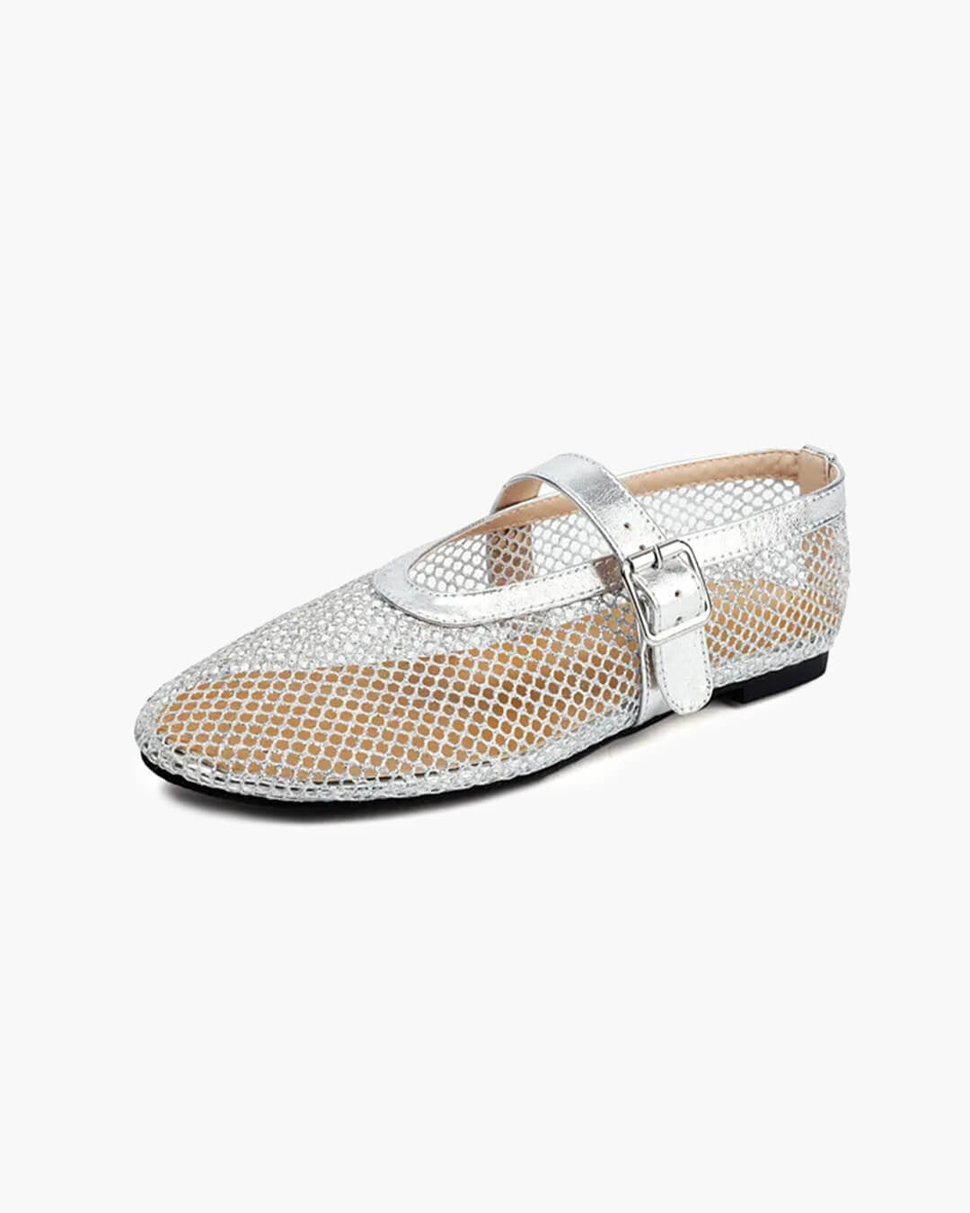 Women's Mesh Mary Jane Flat with Buckle Strap-16