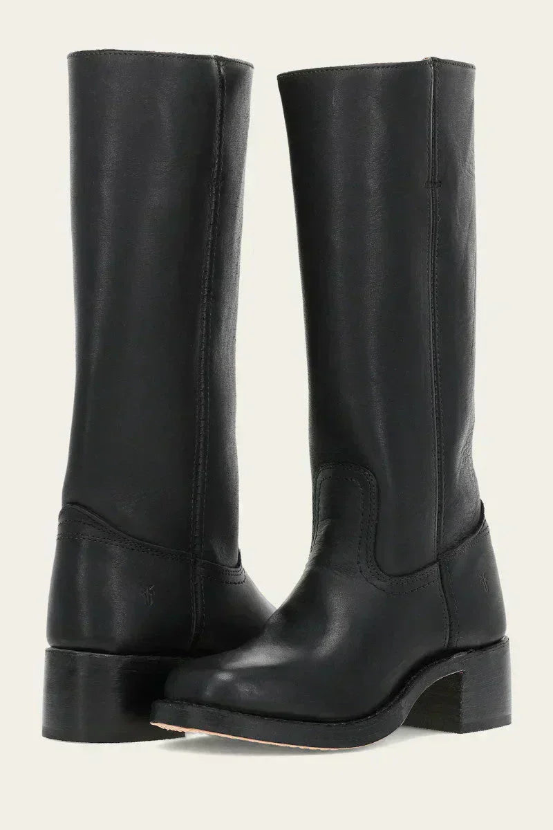 Women's Mid-Calf Boots with Contrast Heel and Stitching-3