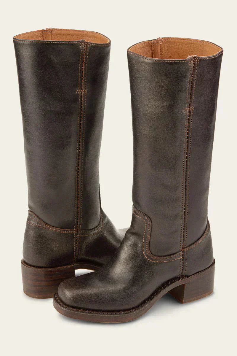 Women's Mid-Calf Boots with Contrast Heel and Stitching-1