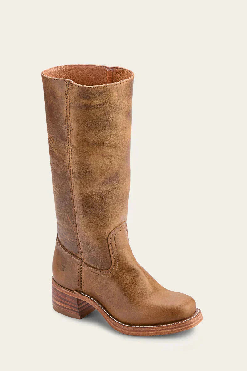 Women's Mid-Calf Boots with Contrast Heel and Stitching-4