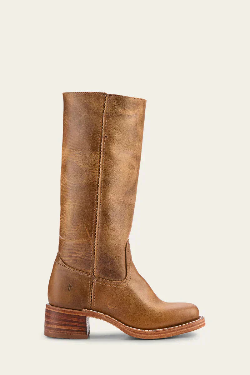 Women's Mid-Calf Boots with Contrast Heel and Stitching-5