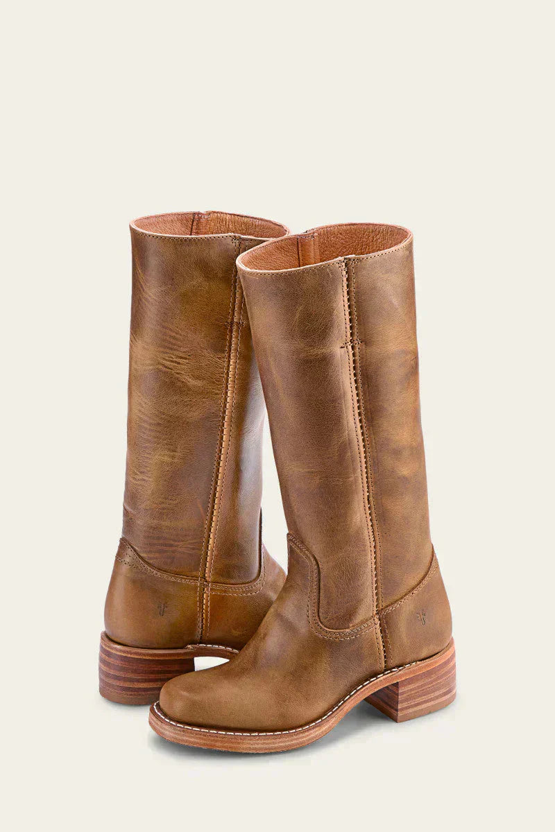 Women's Mid-Calf Boots with Contrast Heel and Stitching-2