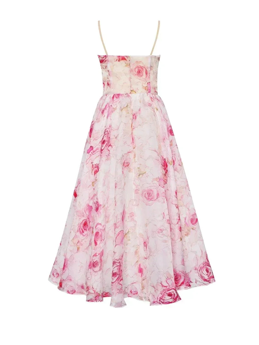 Women's Midi Cocktail Dress With A Bandeau Neckline And Spaghetti Straps-8