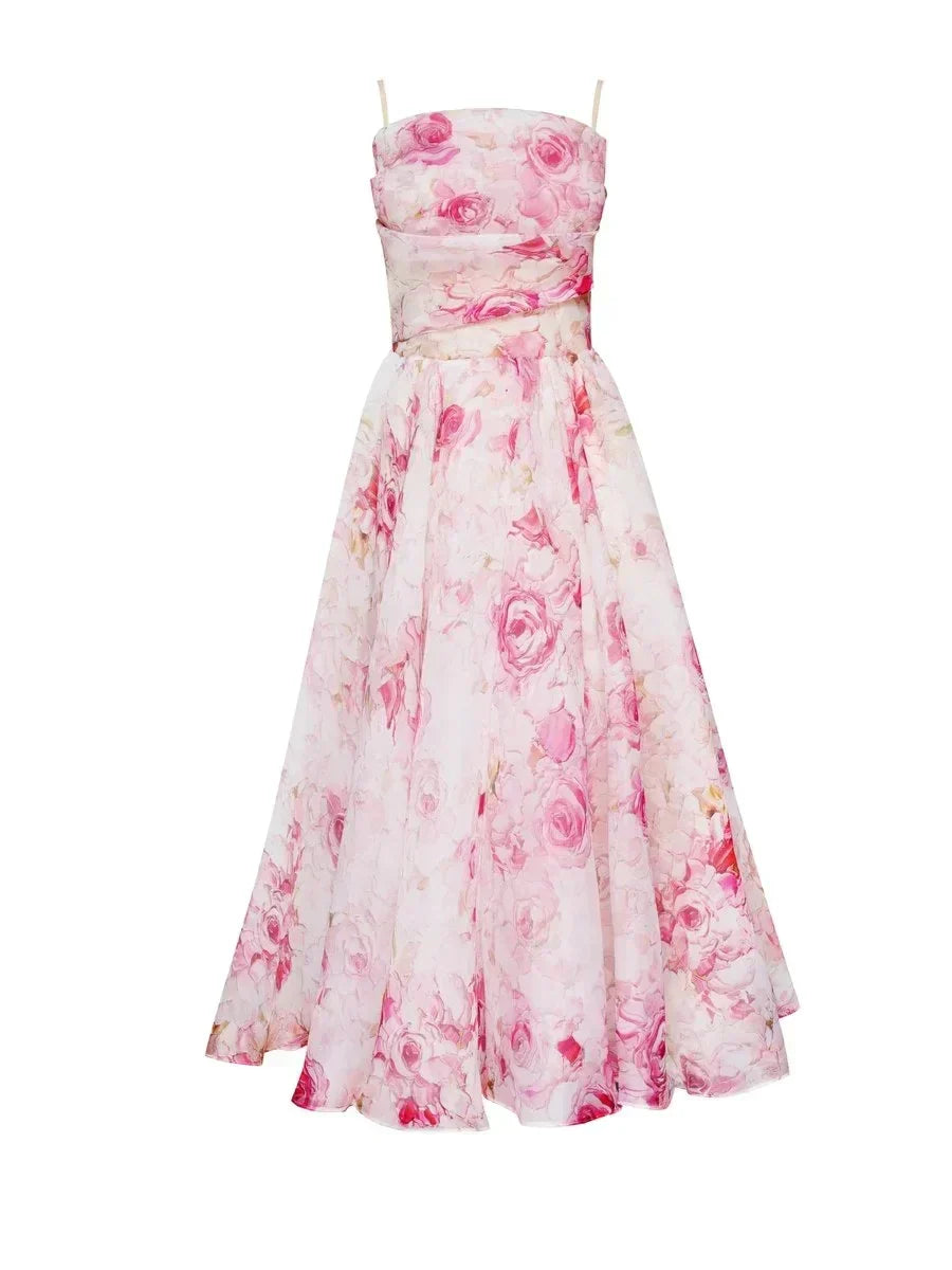 Women's Midi Cocktail Dress With A Bandeau Neckline And Spaghetti Straps-7