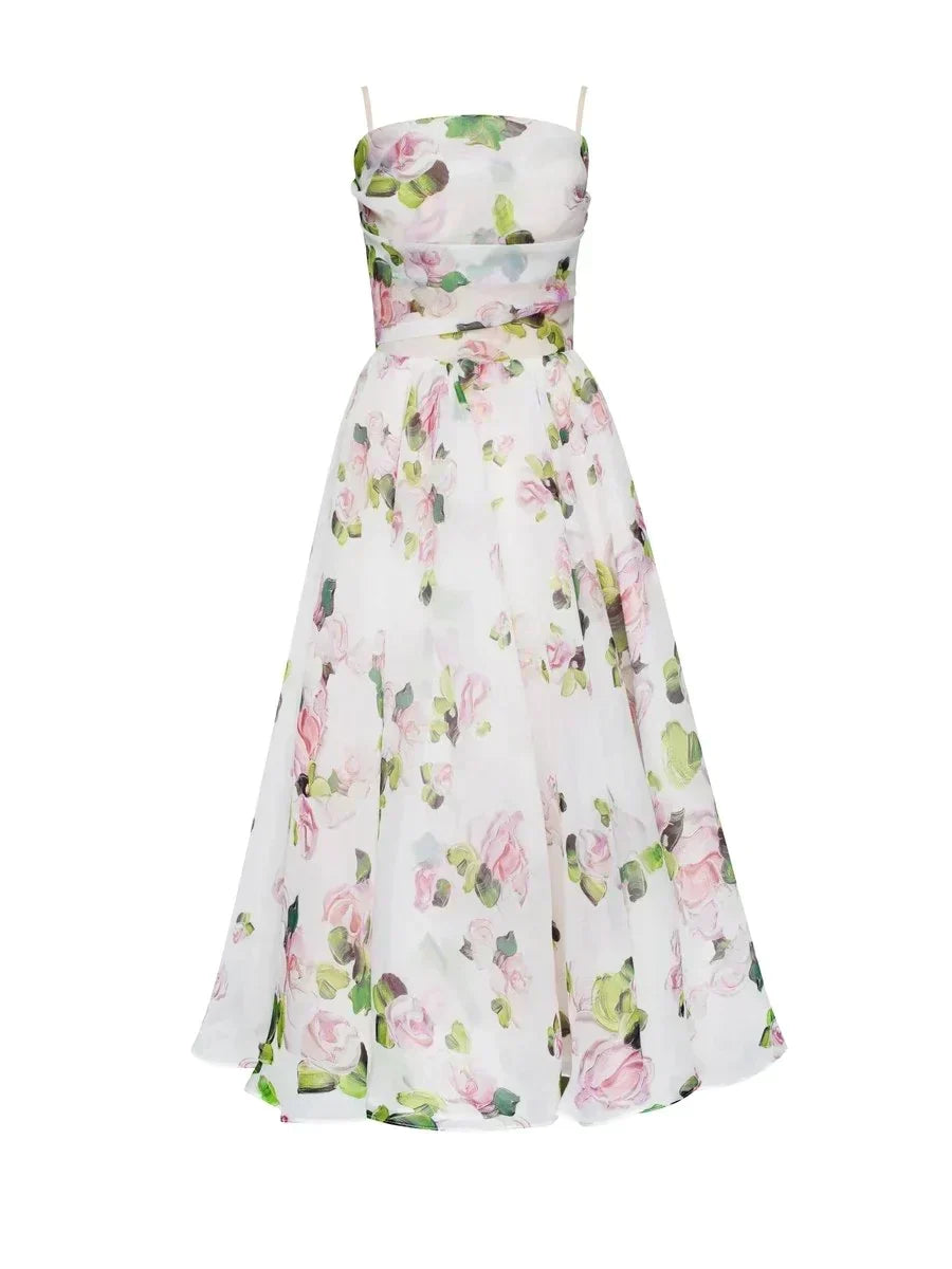 Women's Midi Cocktail Dress With A Bandeau Neckline And Spaghetti Straps-4