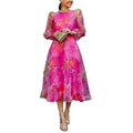 Women's Puff Sleeve Floral Midi Dress-1