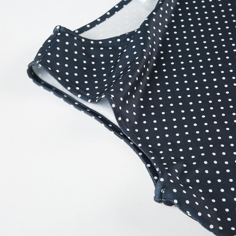 Women's Polka Dot Sleeveless A-Line Mini Dress-4