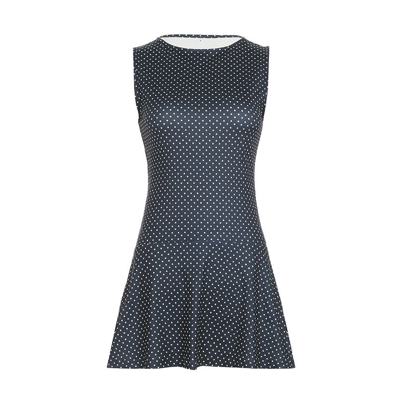Women's Polka Dot Sleeveless A-Line Mini Dress-8
