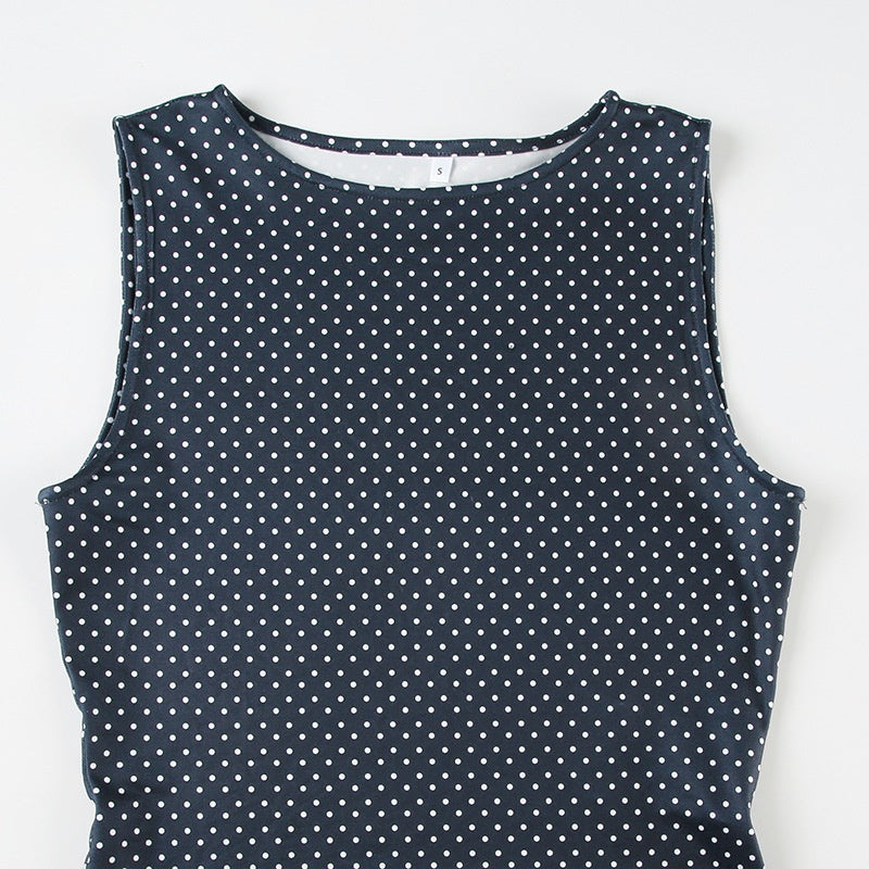 Women's Polka Dot Sleeveless A-Line Mini Dress-5