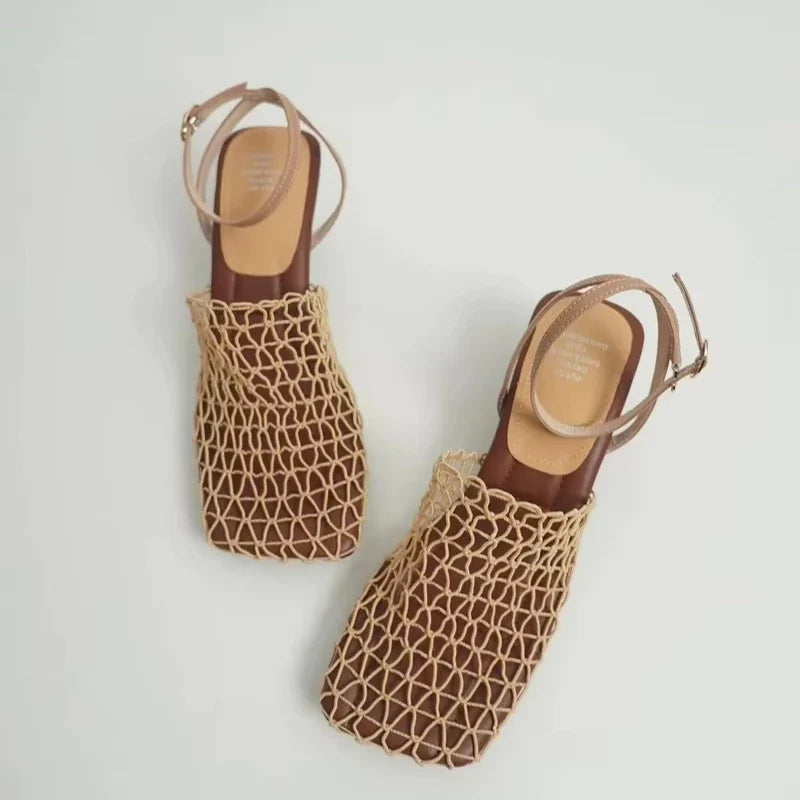 Women's Netted Slingback Wedge Sandal-6