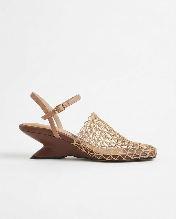 Women's Netted Slingback Wedge Sandal-1