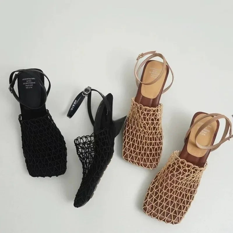 Women's Netted Slingback Wedge Sandal-3