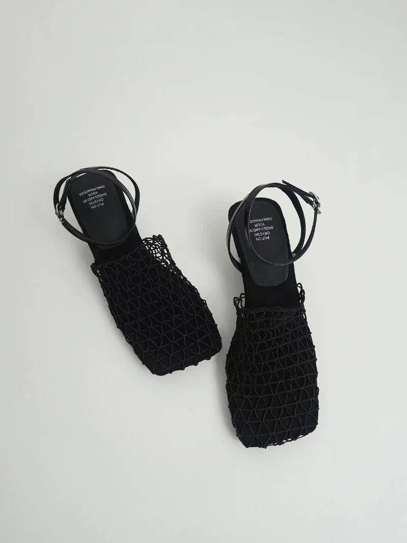Women's Netted Slingback Wedge Sandal-8
