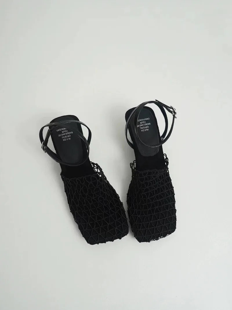 Women's Netted Slingback Wedge Sandal-10