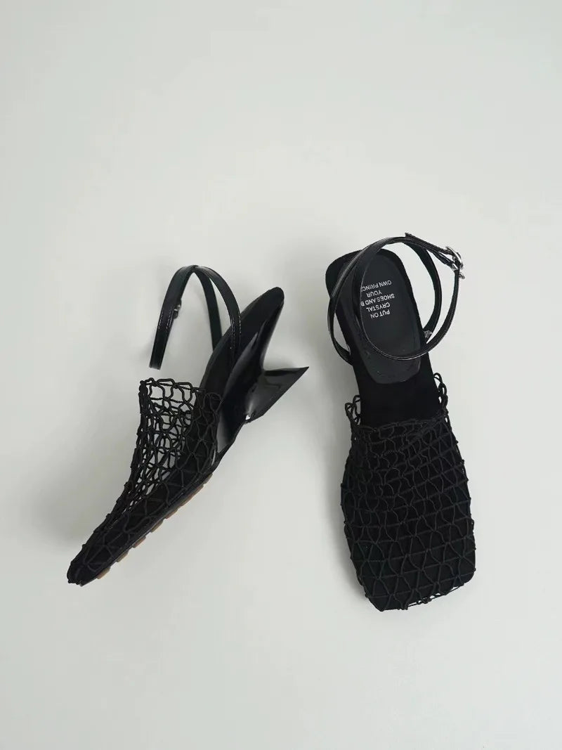 Women's Netted Slingback Wedge Sandal-12