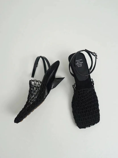 Women's Netted Slingback Wedge Sandal-12