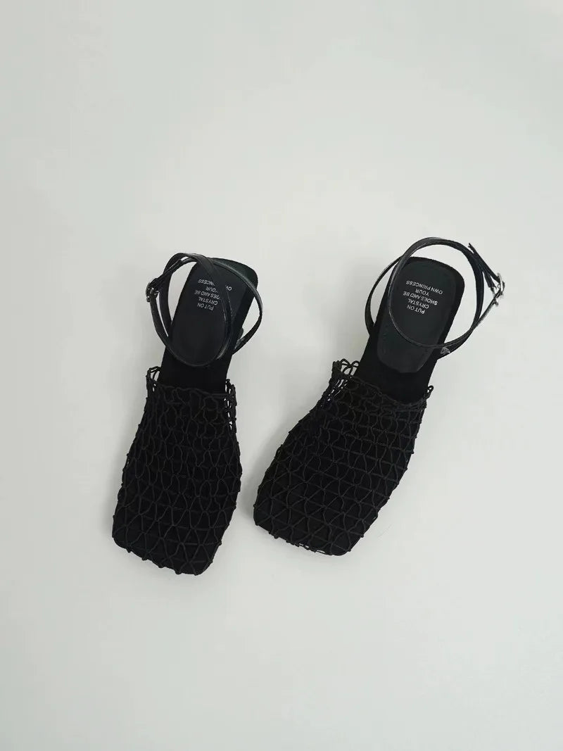 Women's Netted Slingback Wedge Sandal-14