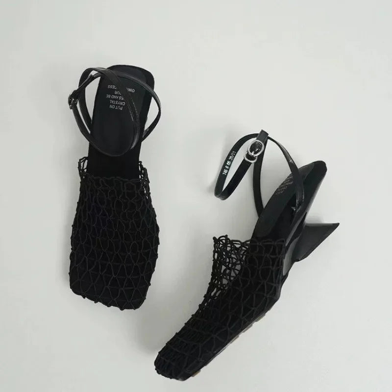 Women's Netted Slingback Wedge Sandal-4