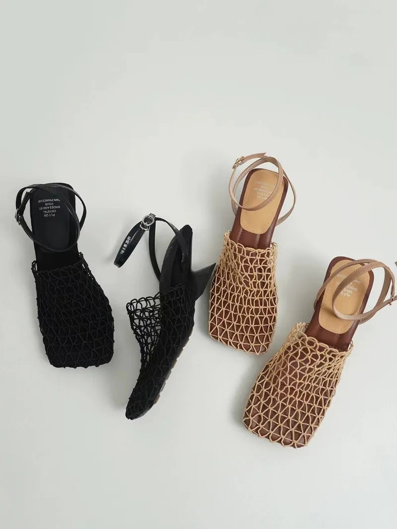 Women's Netted Slingback Wedge Sandal-7