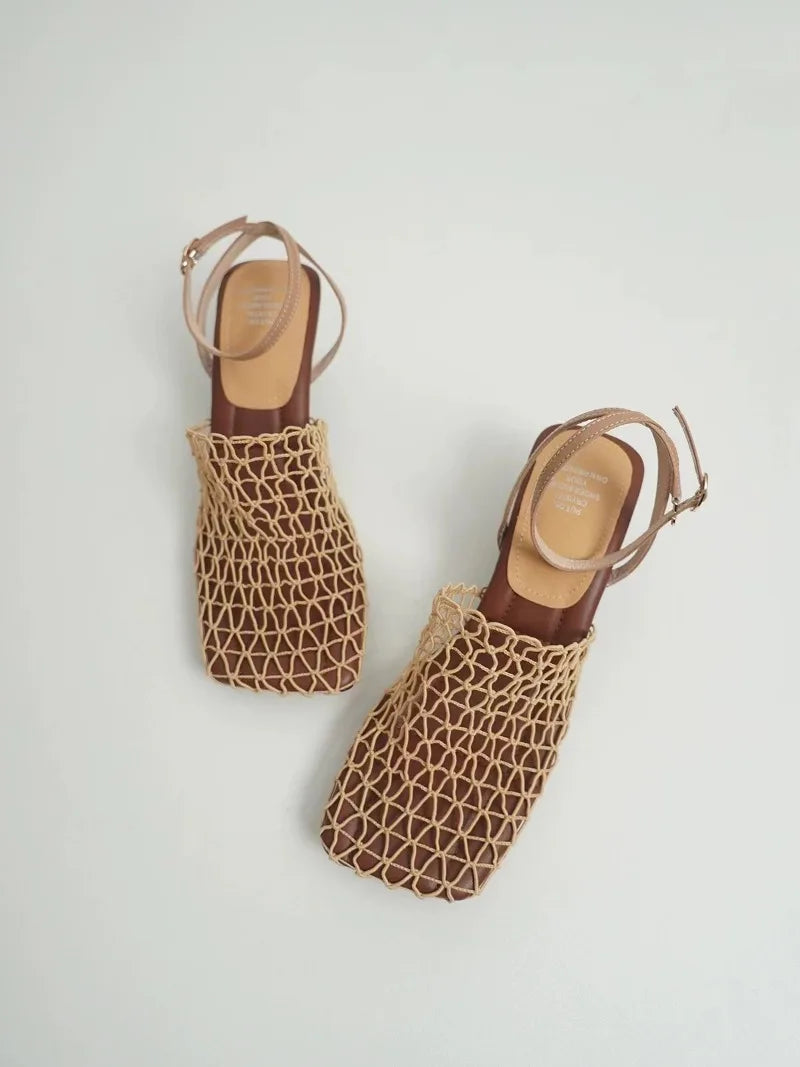 Women's Netted Slingback Wedge Sandal-11