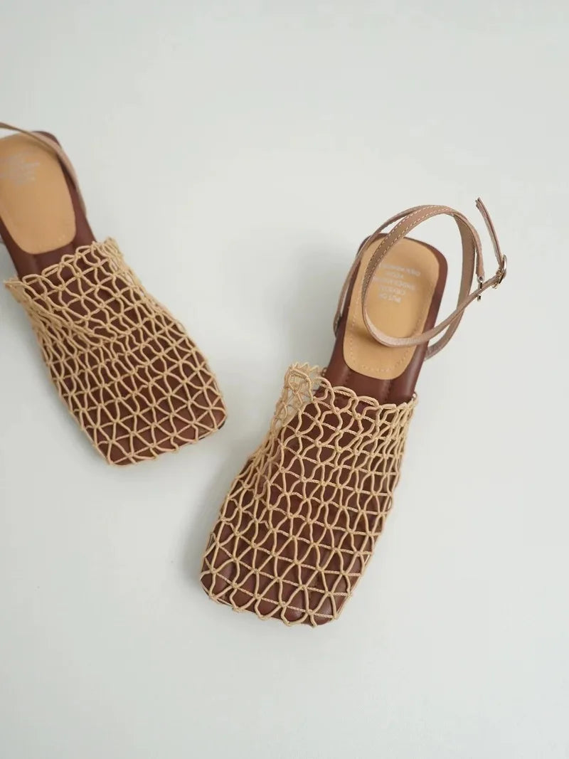 Women's Netted Slingback Wedge Sandal-13