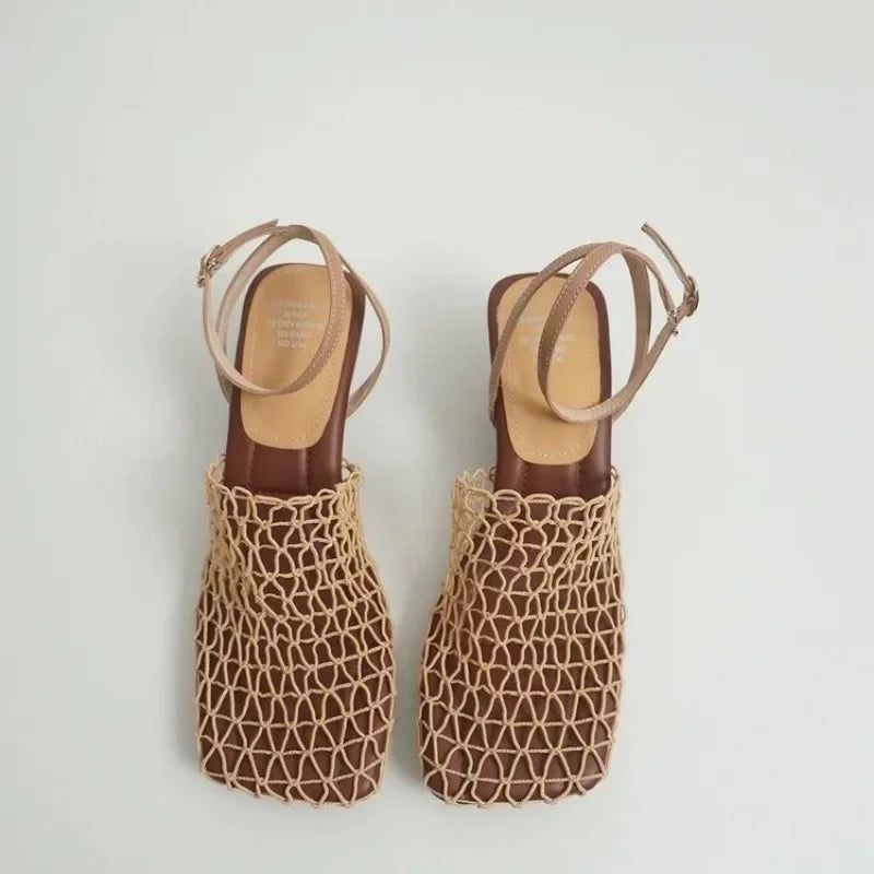 Women's Netted Slingback Wedge Sandal-17