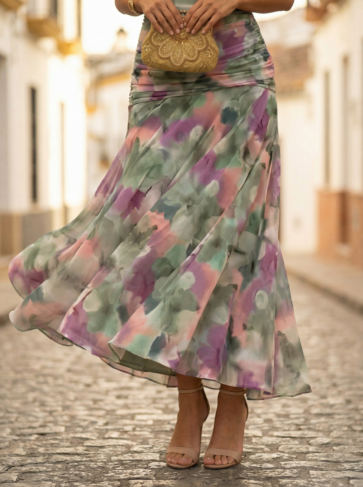 Women's Off-Shoulder Draped Maxi Evening Dress