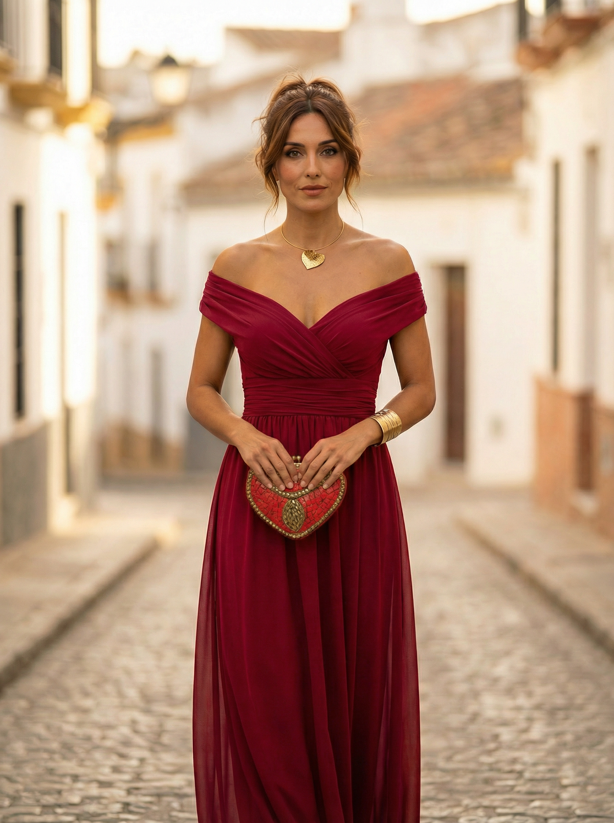 Women's Off-Shoulder Draped Maxi Evening Dress