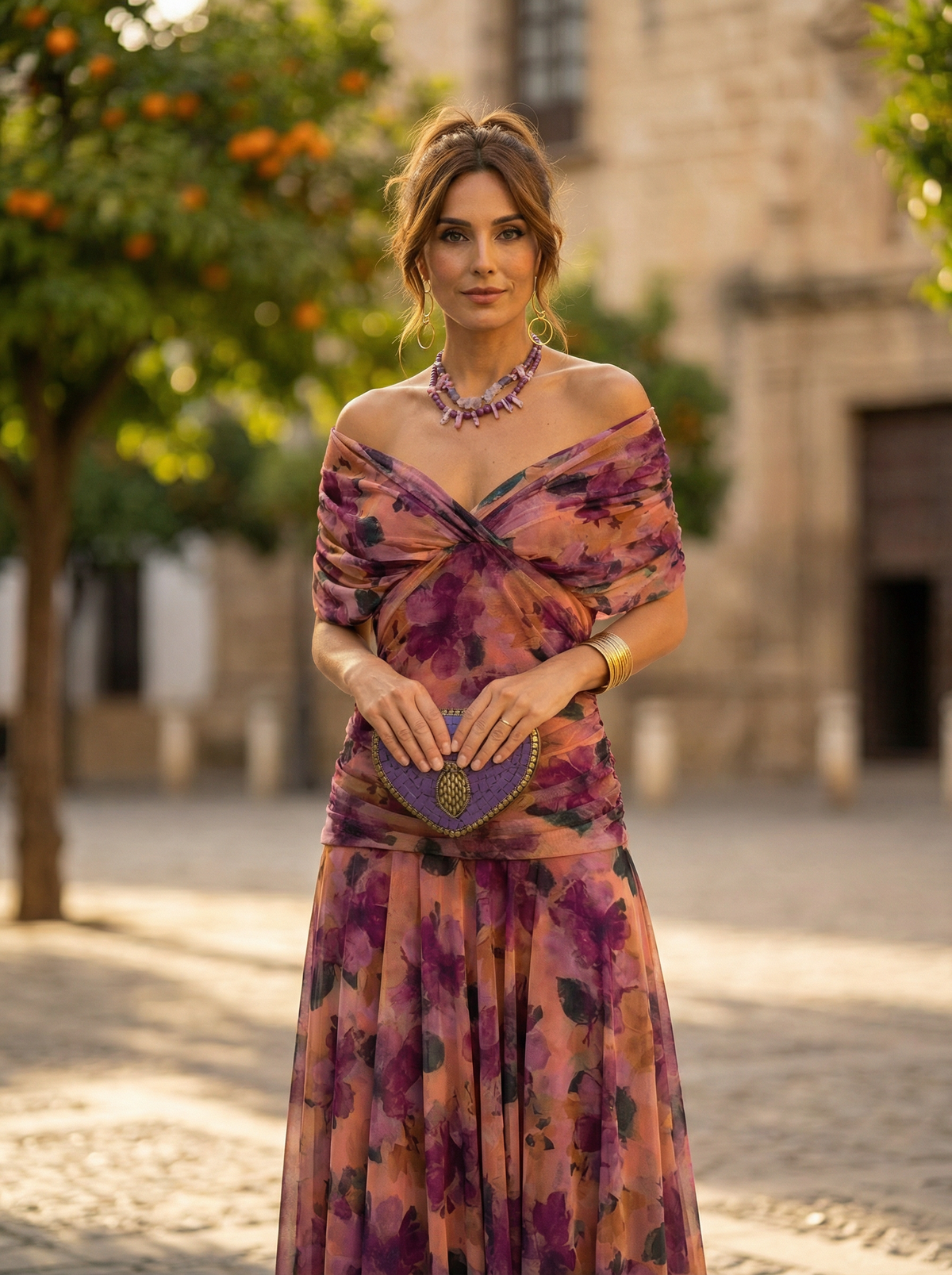 Women's Off-Shoulder Draped Maxi Evening Dress
