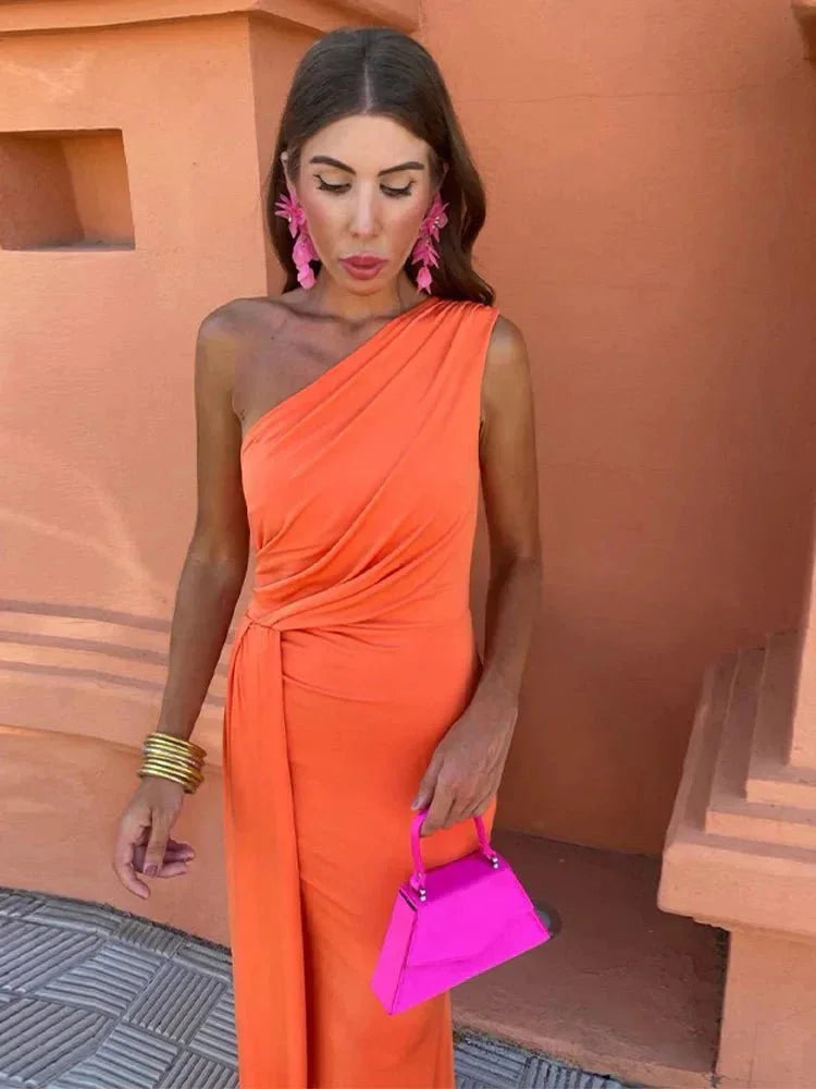 Women's One-Shoulder Draped Maxi Dress – view 3
