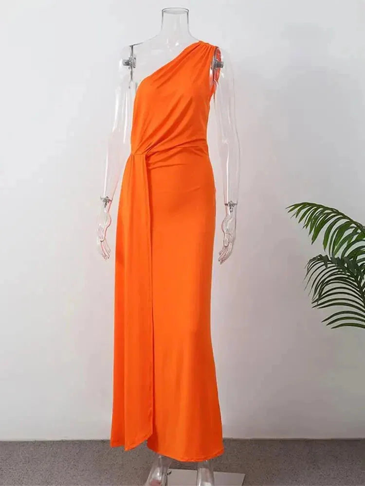 Women's One-Shoulder Draped Maxi Dress – view 6