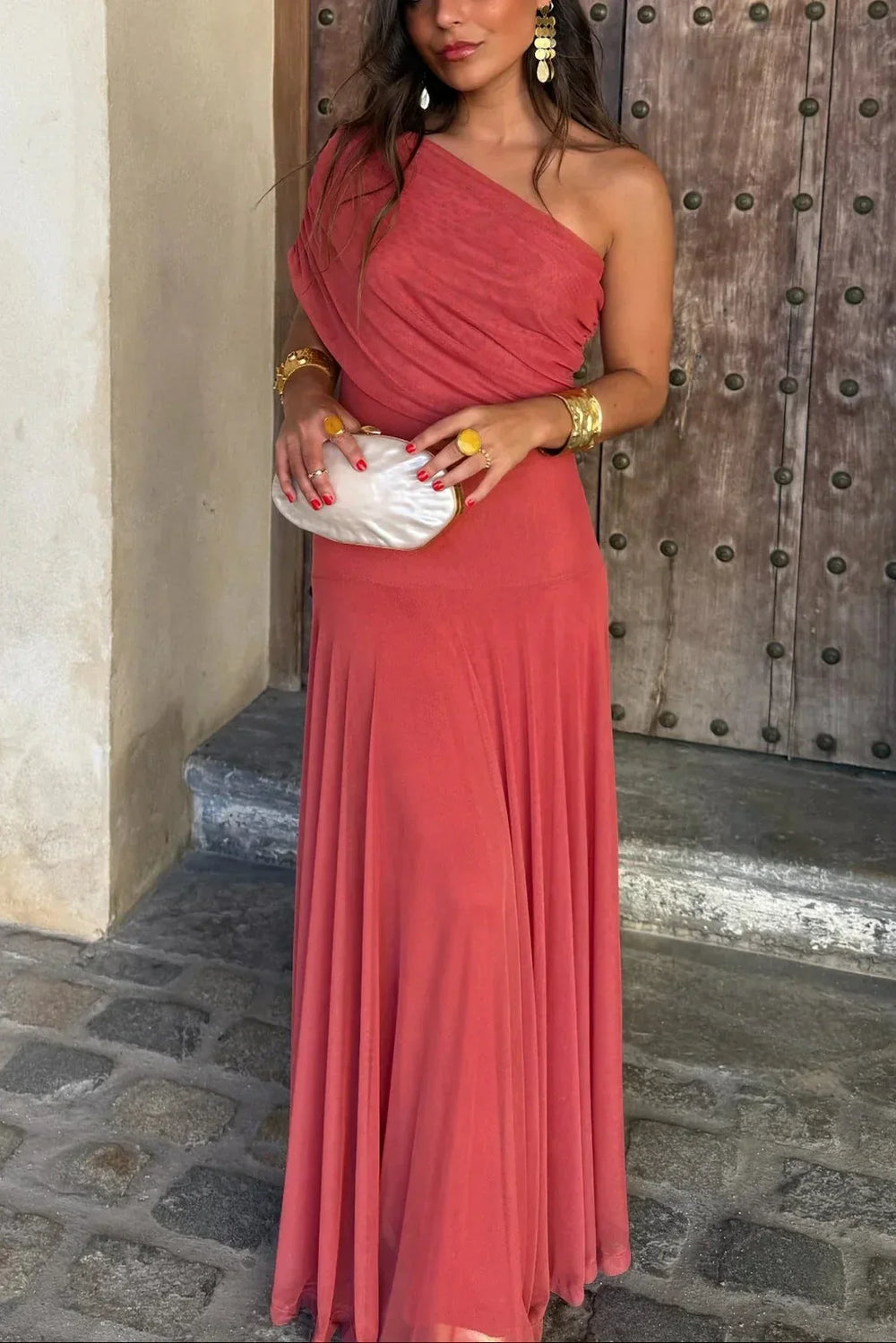 Women's One-Shoulder Maxi Dress-6