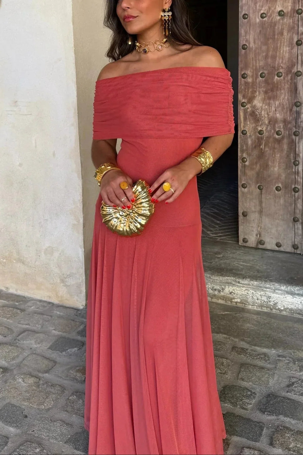 Women's One-Shoulder Maxi Dress-4