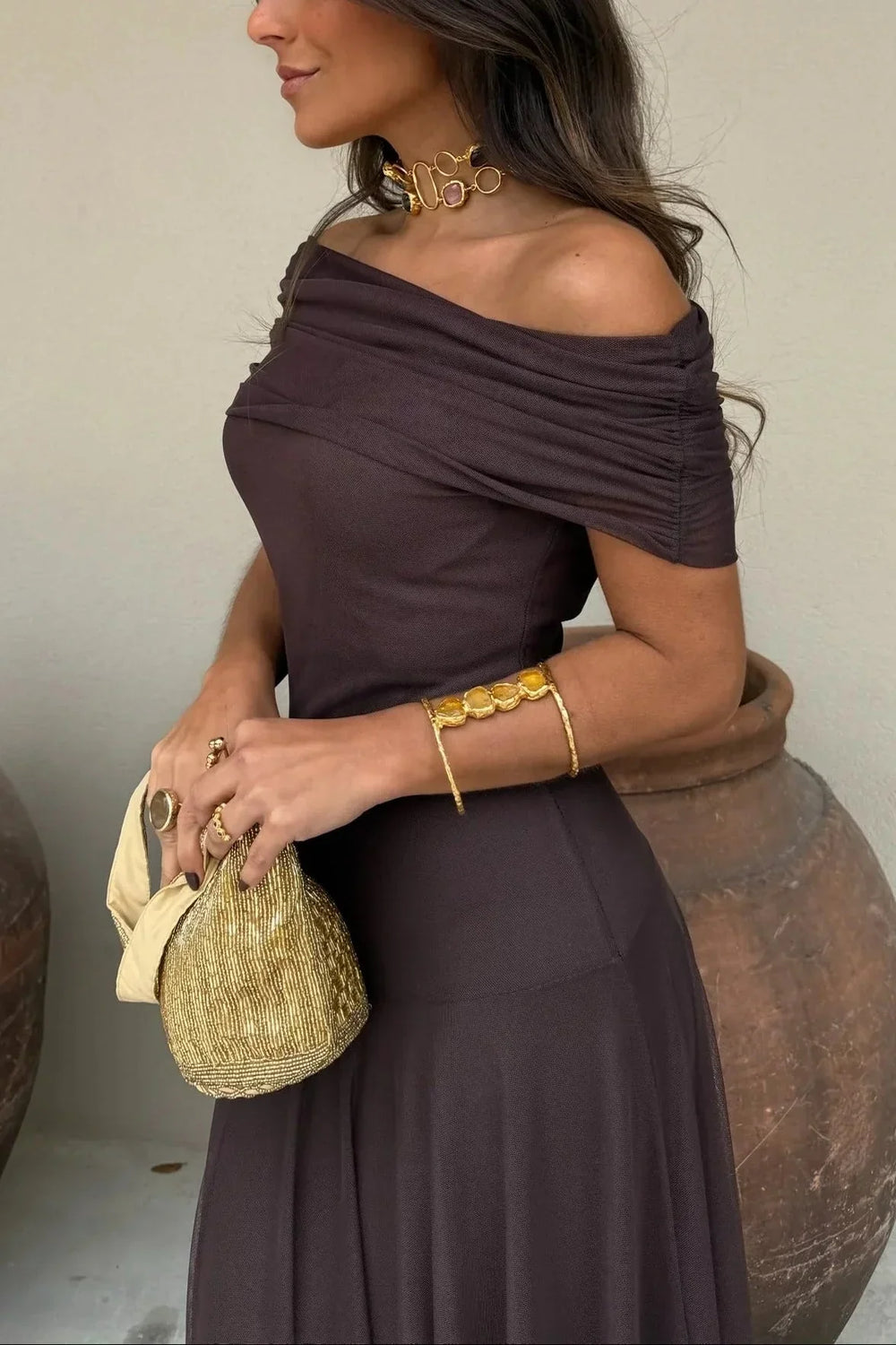 Women's One-Shoulder Maxi Dress-3