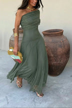 Women's One-Shoulder Maxi Dress-11