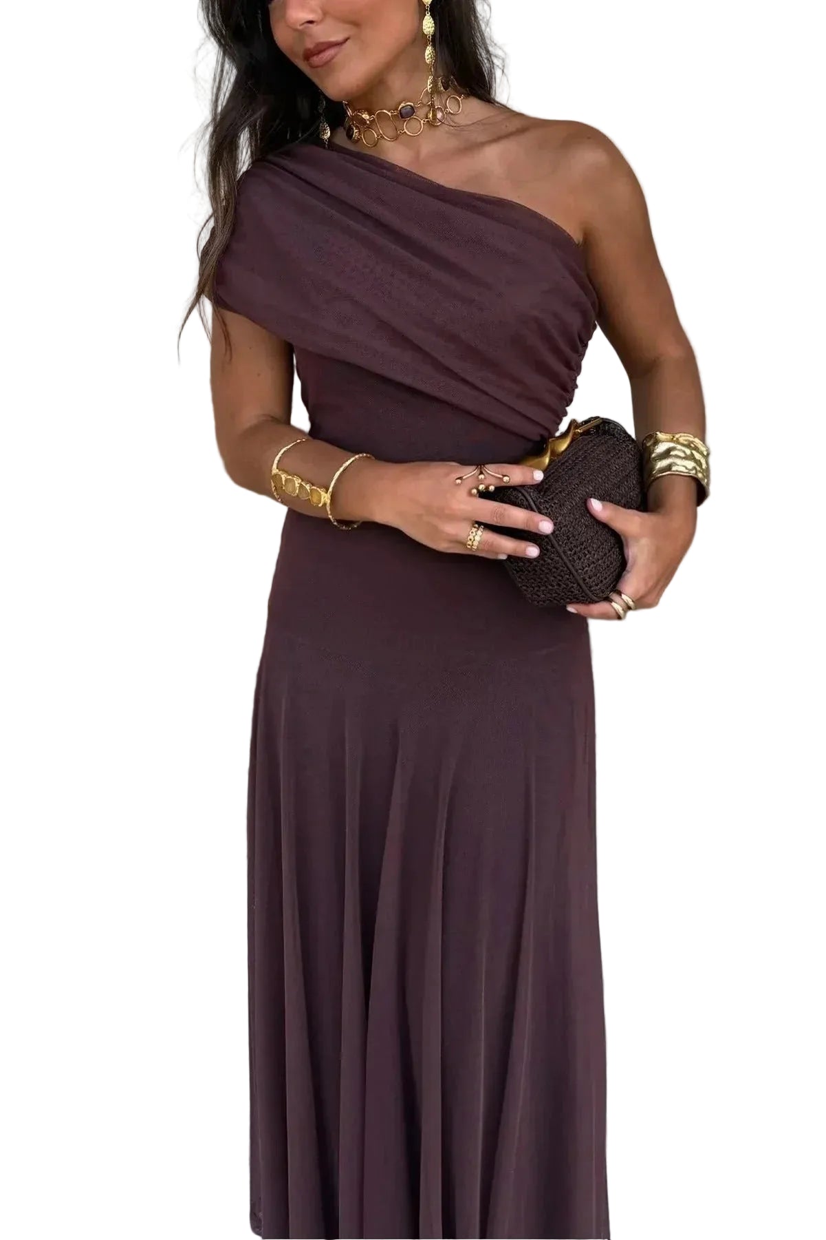 Women's One-Shoulder Maxi Dress-1
